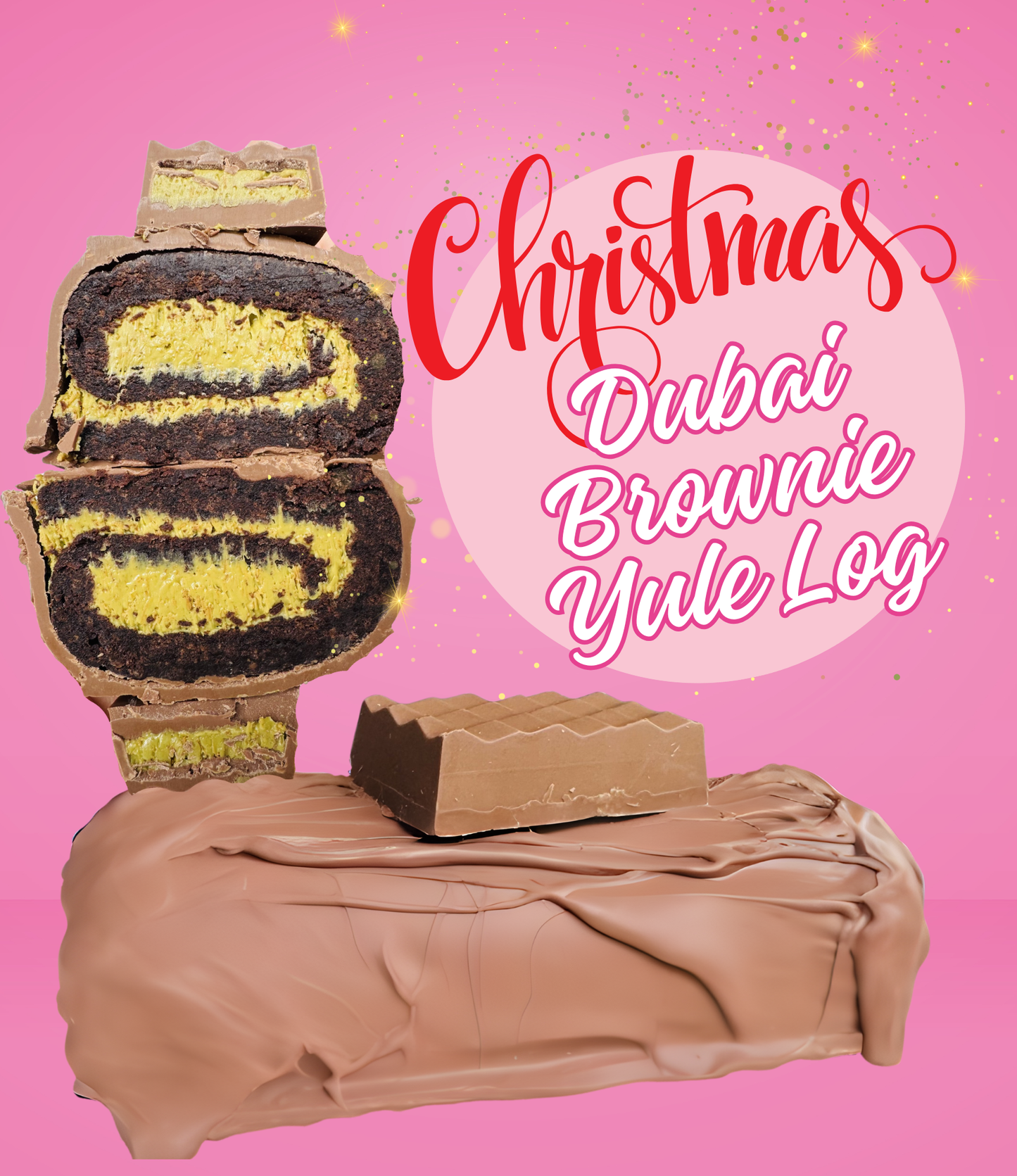 Dubai Pistachio & Chocolate Brownie Yule Log – Limited Edition Christmas Release