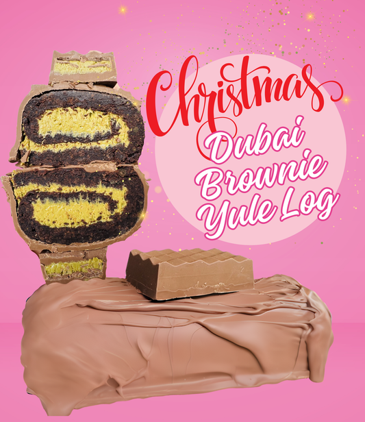Dubai Pistachio & Chocolate Brownie Yule Log – Limited Edition Christmas Release